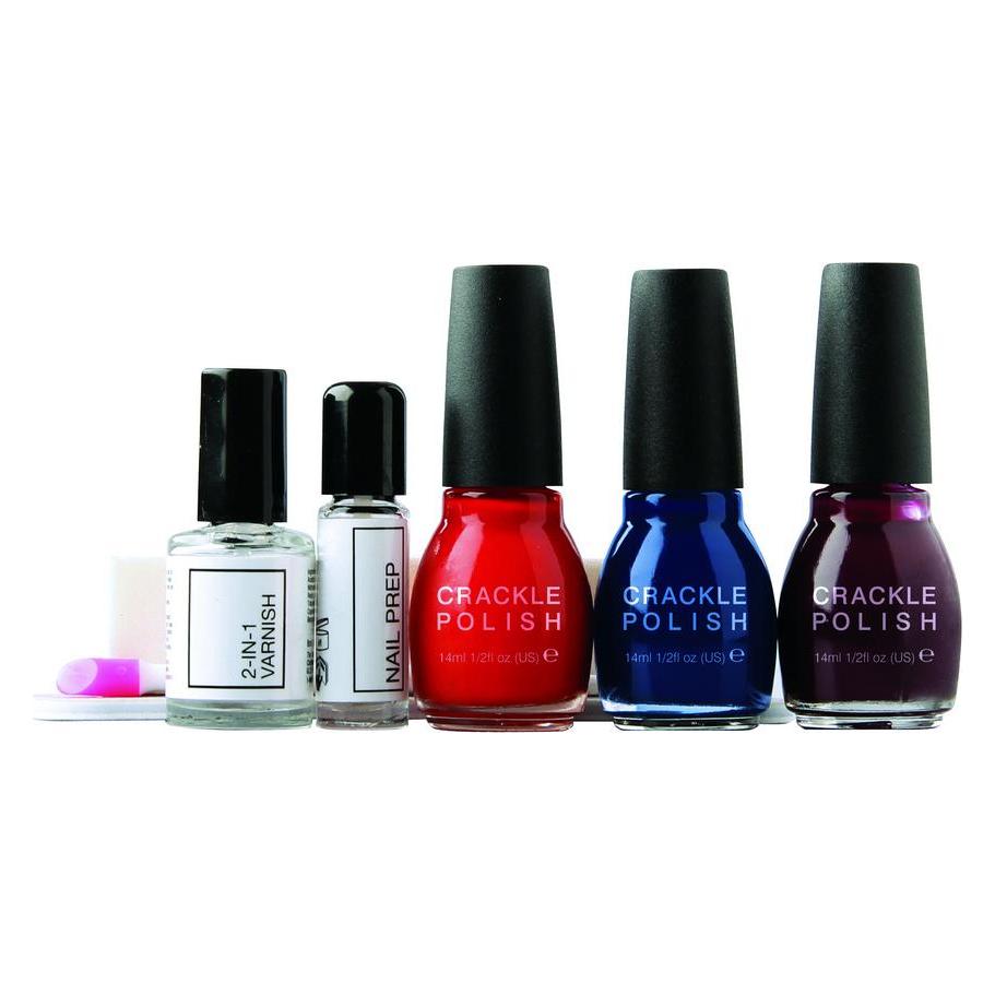 Rio Crackle Nails Party Nail Kit ( NCRP) (Blue, Burgundy, Red, Farblack) (NCRP)