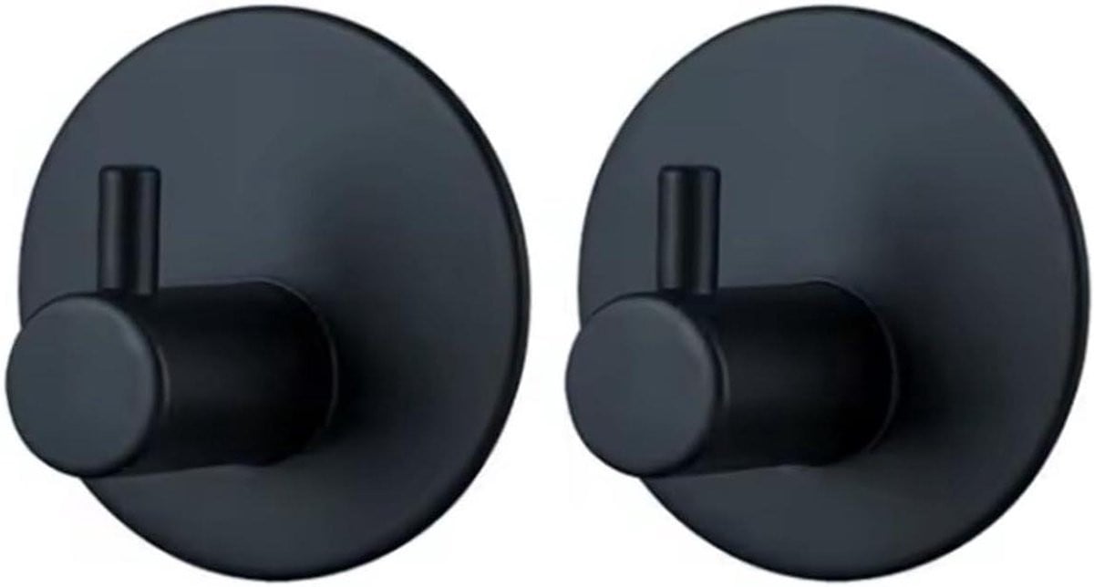 Zelfklevende Haakjes Zwart - 2 Stuks - 45mm