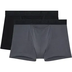 HOM Herren Boxer Shorts, 2er Pack - HOM Boxerlines #2, Baumwolle Schwarz/Grau / 2XL