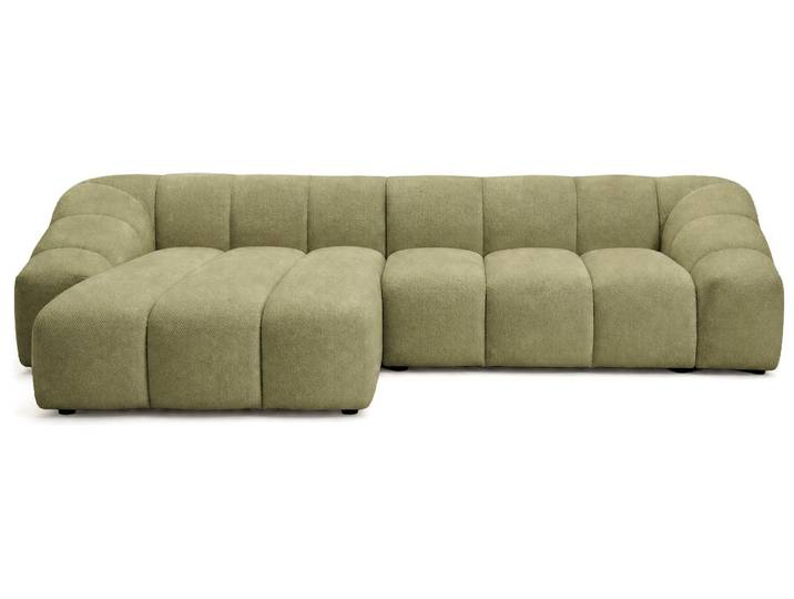Best Mobilier Ava - Canapé d'angle réversible 4 places en velours texturé \, Vert Kaki