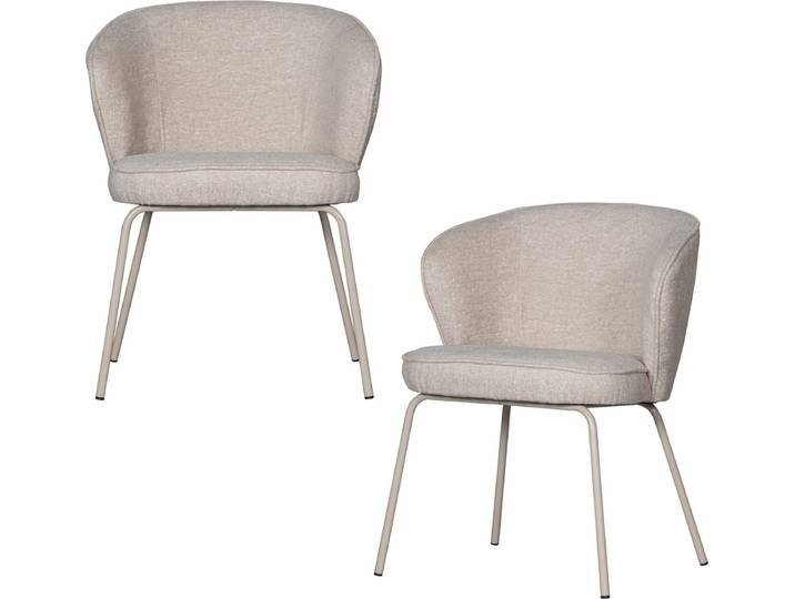 WOOOD Admit Eetkamerstoelen - Polyester - Pebble - Set van 2
