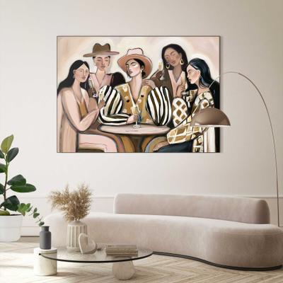 XXL-Wandbild REINDERS "Gute Gesellschaft", bunt (farbe bild(er): beige), Bilder, B/H/T: 140cm x 100cm x 3,1cm, Menschen, 1 Stk., MDF, Küche - Beige - MDF - Frauen - 140x100 cm, B:140cm H:100cm T:3,1cm