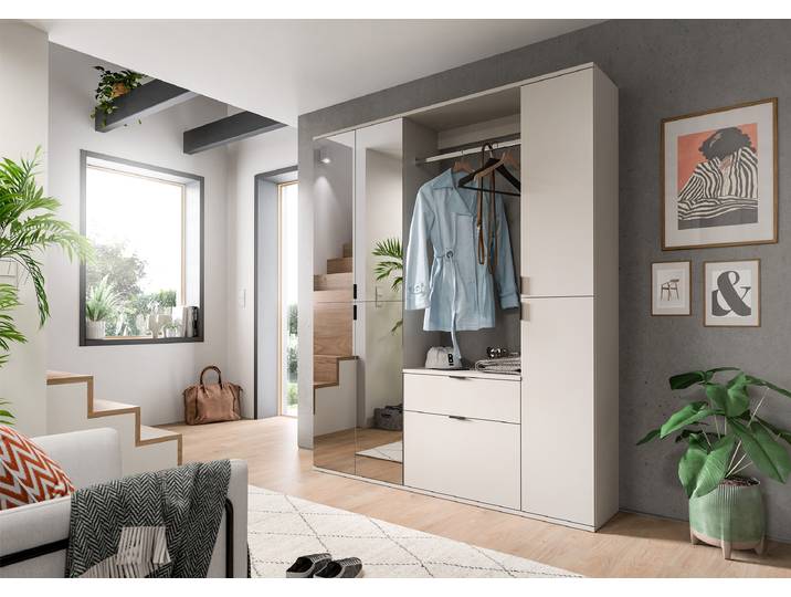 Garderobenschrank Typ A 30cm Beige/Kaschmir ohne Spiegeltür/-en