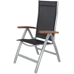 VILLANA Victoria Klappstuhl, silber/schwarz, Alu/Textilene, 64 x 58 x 110 cm, zertifiziertes Material, FSC®-zertifiziertes Produkt
