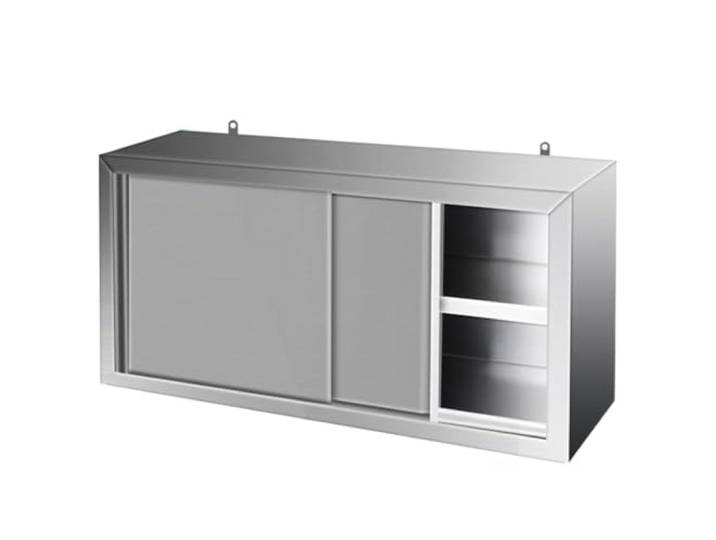 Wandschrank Hängend für Waschküche aus Edelstahl mit Türen, Hängeschrank 2 Stufiger Küchenhängeschrank, 100kg Tragkraft für Restaurant, Kaffeebar