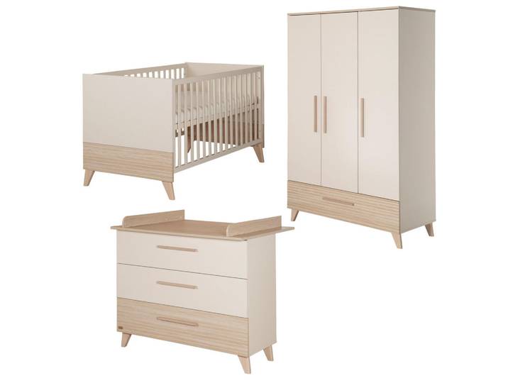 Roba Babyzimmer-Set Sidney 3-teilig, Kaschmir, Holzwerkstoff, 4 Schubladen, 118x190x52 cm, Baby- und Kindermöbel, Babyzimmer