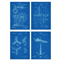 POSTER Set mit 4 Blau StiefelPatent A4 Rahmenlos