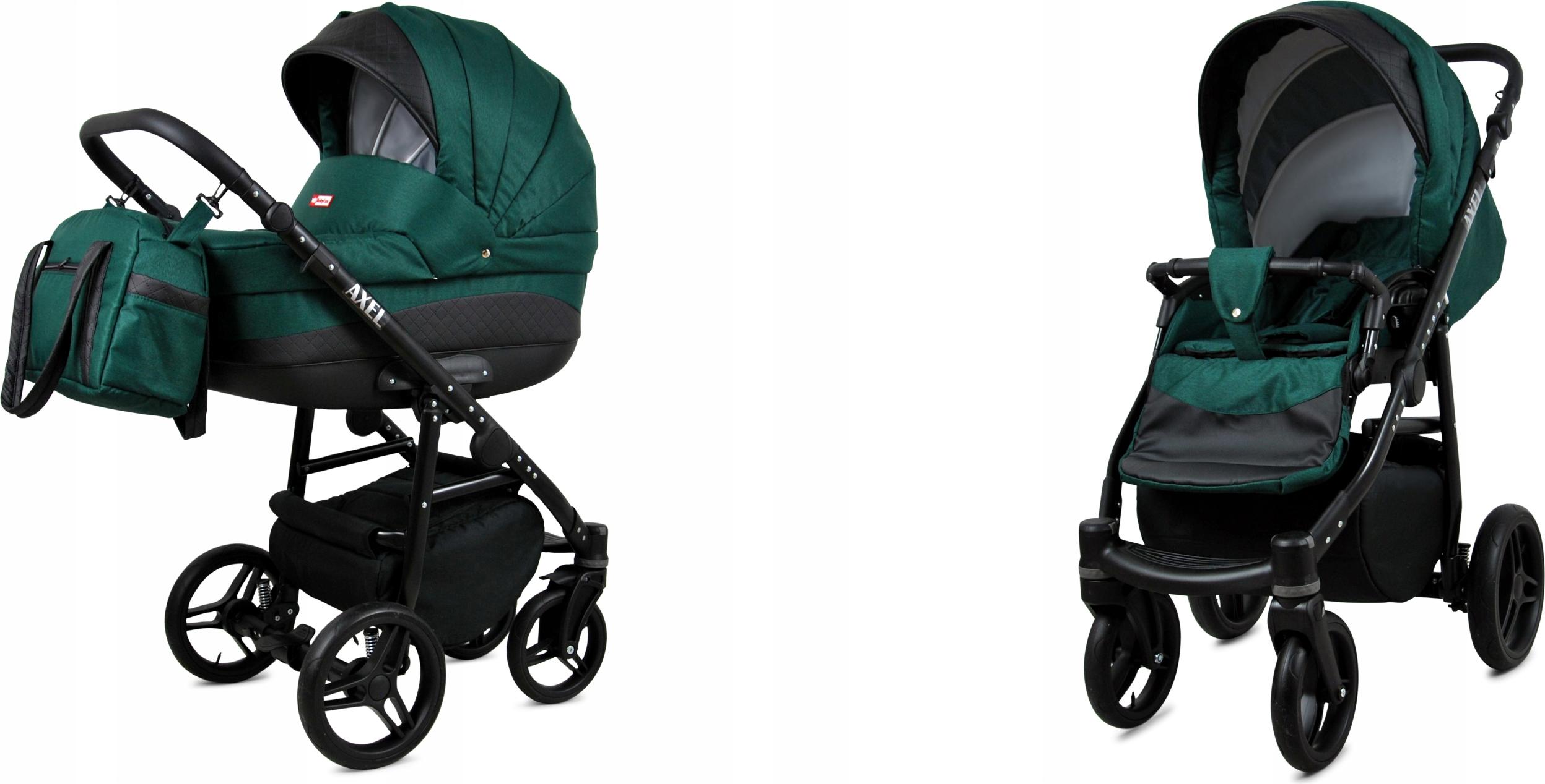 BabyLux Axel | 2in1 Kinderwagen Set | Bottle Green | Kombikinderwagen | Kinderwagenset | Buggy