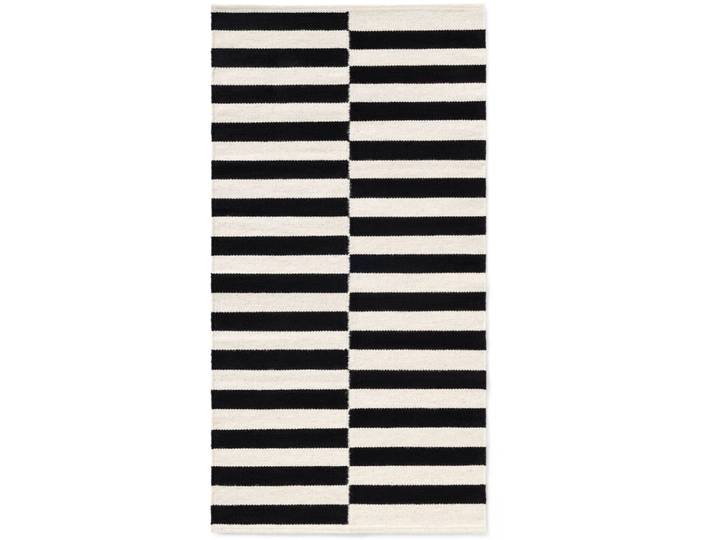 Tapis laine tissé à la main noir et crème 80x150cm