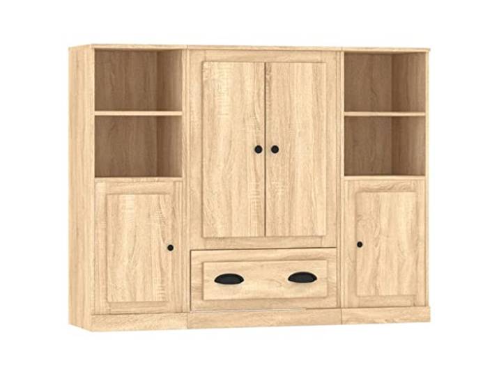 GHVBNMF Highboard 3er Set Sonoma-Eiche 132x35,5x103,5 cm Holzwerkstoff Drei minimalistische Kommoden in Sonoma-Eiche Optik bieten viel Stauraum für Wohnzimmer, Schlafzimmer und Flur.
