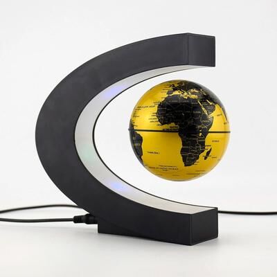 Uplifted Goods Magnetic Floating Globe LED World Map Lamp gold Ball uk Plug