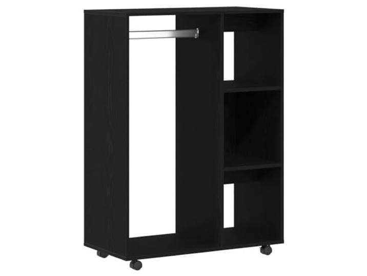 HBBMGYD Schrank aus schwarzer Eiche, 80 x 40 x 110 cm, aus technischem Holz Aufbewahrung von Kleidung, Schuhen und Accessoires, Seitenregale mit 3 Ebenen, Rollen, Wandbefestigung im Lieferumfang