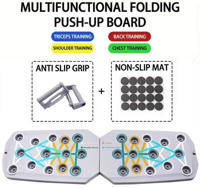 Inspired Finds Portable Multifunctional Foldable Push Up Board Set For Full Body Fitness grey board