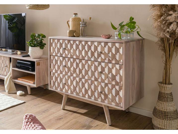Commode 88x42 Acacia laqué Blanc MOSAYK #107