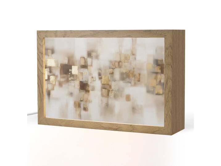 OnlyWow Tischleuchte - Abstrakte Quadrate - Erdtöne - Neblig - 30x20 cm, Birnbaumfarben, Holzwerkstoff, Rechteckig, LED integriert, 30x20x8 cm, Lampen & Leuchten, Innenbeleuchtung, Tischlampen