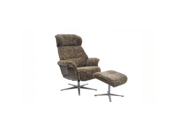 Kawola Relaxsessel Tosar Grau Schaffell Relaxfunktion, Metall, Füllung: Schaumstoff, 83x110x89 cm, Wohnzimmer, Sessel, Relaxsessel