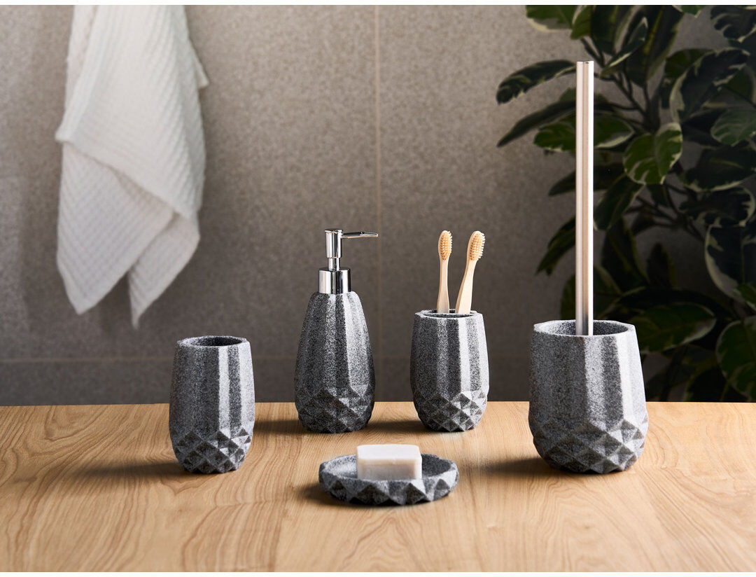 Metro Bathroom Accessory Set Light Grey 36cm H X 11cm W X 11cm D