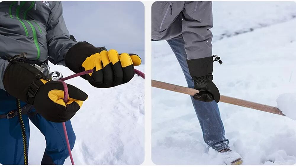 INF Leder-Skihandschuhe mit 3M-Isolierung - Winddicht und warm für den Wintersport L