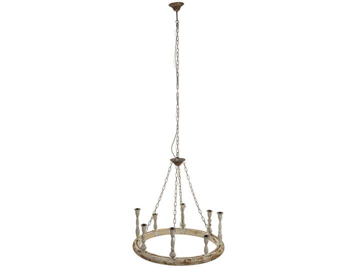 Wanderlust Lampe aus Holz und Metall mit antikem Finish, Weiß, E27, 75x33x75 cm, Lampen & Leuchten, Innenbeleuchtung, Hängeleuchten, Pendelleuchten