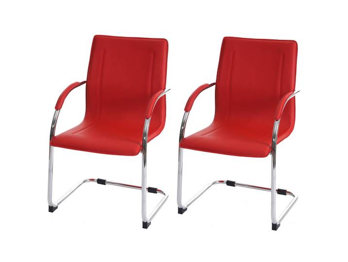 Jamb Konferenzstuhl Rot 2er-Set, Kunststoff, 56x93x56 cm, Esszimmer, Stuhl, Schwingstuhl