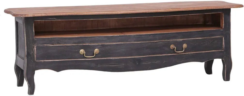 Bloomsbury Market TV Cabinet 120x30x40 cm Solid Mahogany Wood Black 50"