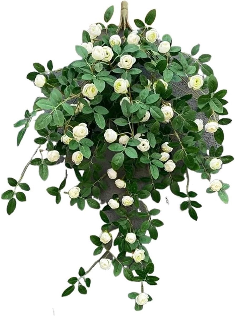 Kunstmatige roos wijnstok met realistische bloemen voor ruimte decoratie, 90 cm, Kleur 6