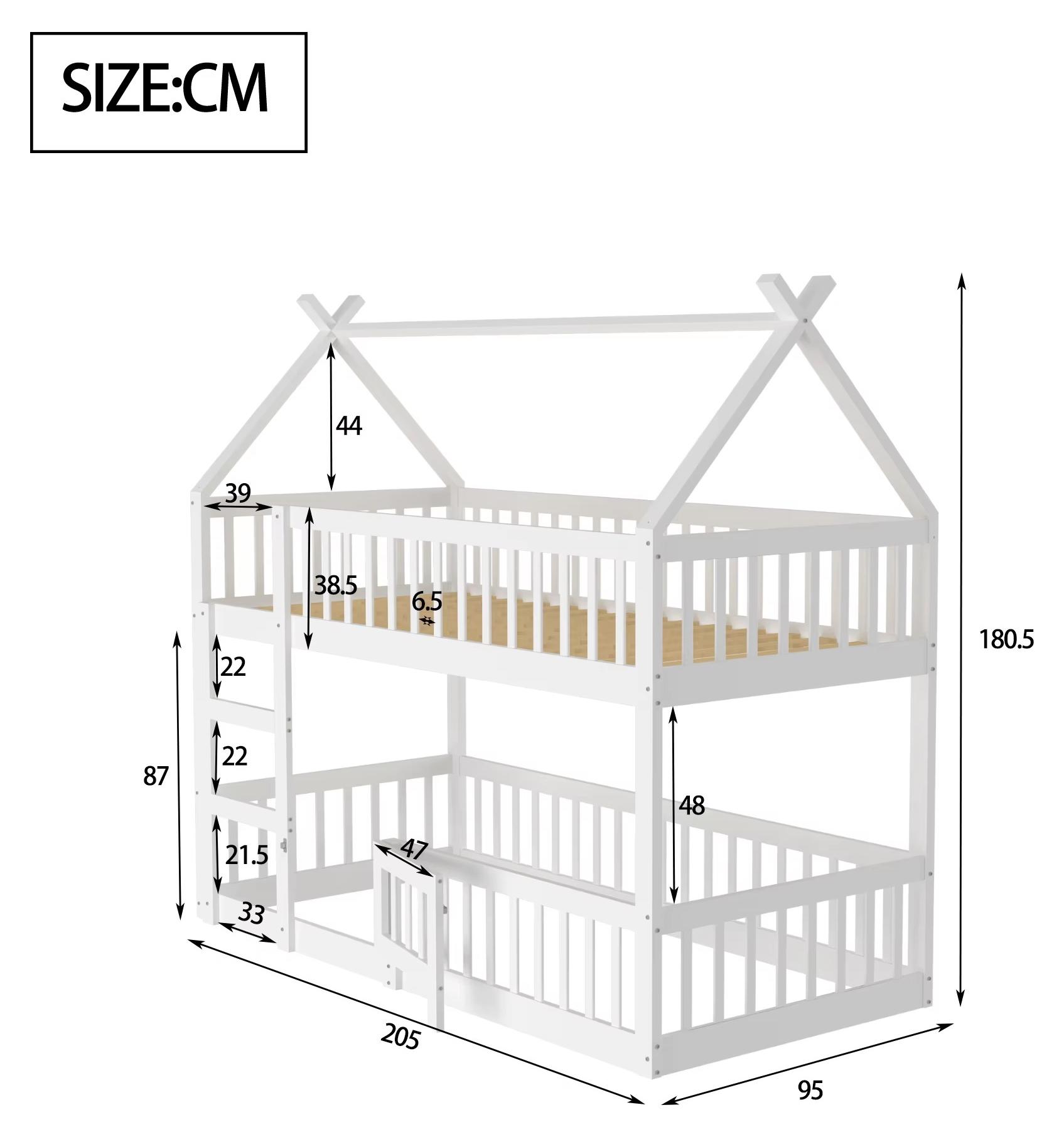 Massivholz-Kinderbett - Hochbett - Etagenbett - Loft-Design - Mit Treppe - 90 x 200 cm - Weiß