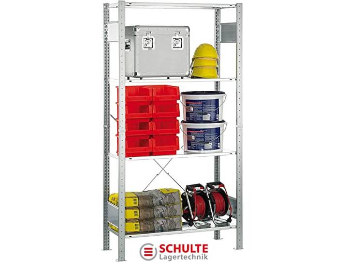 SCHULTE Lagertechnik Grundregal, MULTIplus150 Steckregal 2000x1060x436 mm (HxBxT), 4 Fachböden, Kreuzstrebe, verzinkt