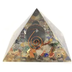 Med Orgonite Pyramid 60mm Gemchips, Copper, Turtle