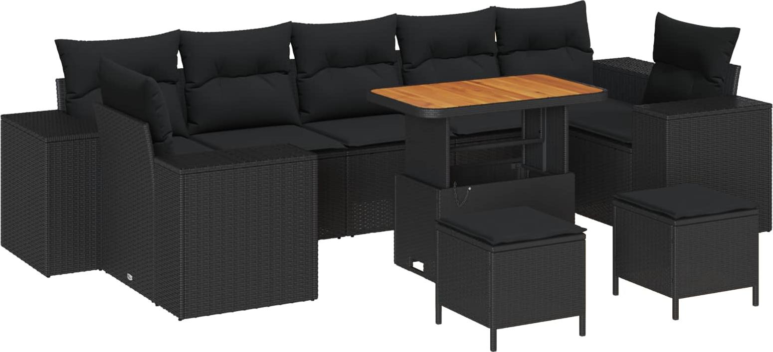 Garten-Sofa-Set 10 pcs Schwarz Poly-Rattan