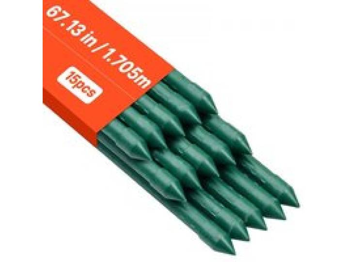 VEVOR Rankhilfe, 15er-Pack, Pflanzstab ⌀16x1705mm, kunststoffbeschichtete Metall-Tomatenstäbe, Pflanzenstütze mit spitzem Ende & rutschfesten Noppen für den Anbau von Kletterpflanzen & Gemüse