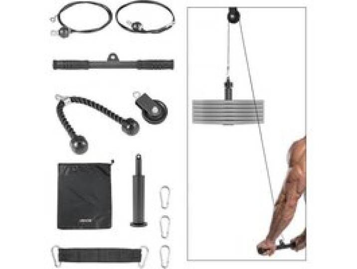 VEVOR Kabelzug, 1 Stück Latzug bis 127 kg Belastbar, Krafttrainingsgerät mit Latzugstange Seilzug, Übungen für Arme Rücken Schultern, Pulley System DIY Latzugturm für Heimtrainer Fitnesscenter Zuhause