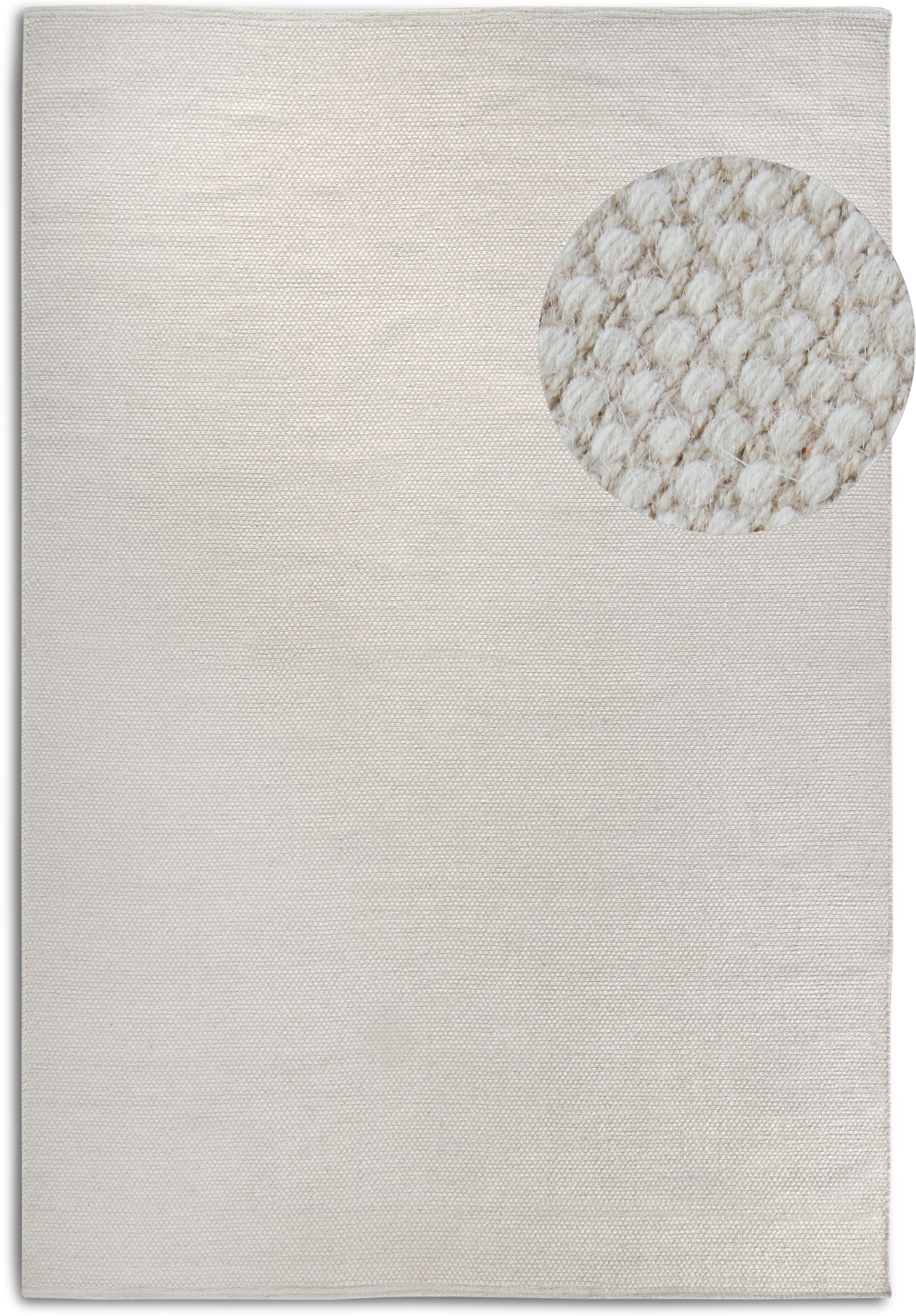 Wollteppich ELLE DECORATION "Pradesh", weiss (naturweiß), B:80cm H:10mm L:150cm, Wolle, Teppiche, Wollteppich, Handgewebt, Wolle, Natur, Läufer, Wohnzimmer, Schlafzimmer, Skandi naturweiß B : 80cm 1 Stk., 10mm, L: 150cm