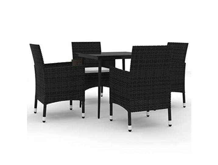 PUGYNBK Esszimmer-Set für den Garten, 5-teilig, aus synthetischem Rattan, Glas