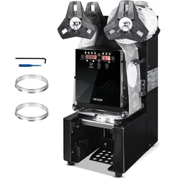 VEVOR Becherversiegelungsmaschine, 500–650 Tassen/h, Verschließmaschine für 190 mm hohe & 90/95 mm große Tassen, Elektrischer Boba-Tee-Versiegeler mit  LCD-Bedienfeld für Bubble Milk Tea Coffee