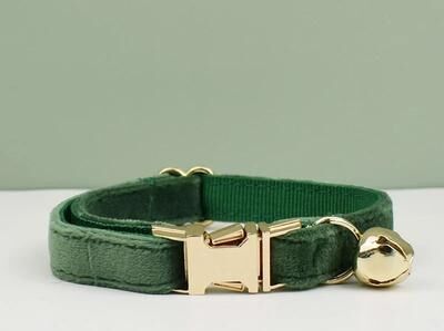 Inspired Finds VelvetCharm Personalized Cat Collar With Bow And Bell forest Collar s