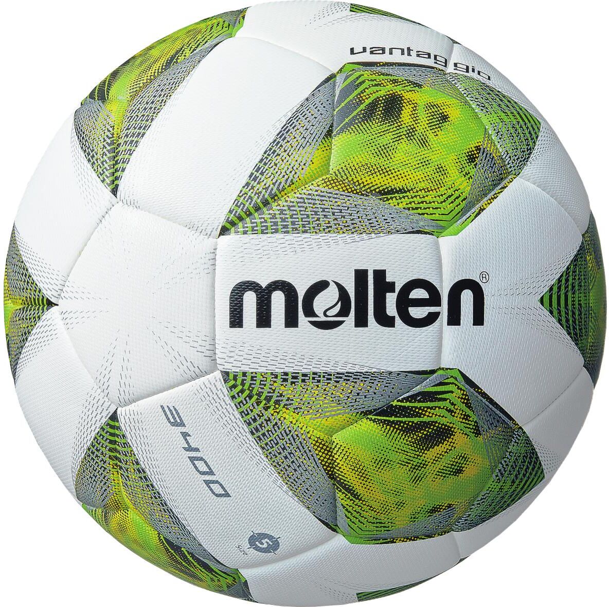 Fussball MOLTEN "Vantaggio Ballgrösse: 5", grün (grün, silberfarben, weiß), Bälle, 440 g, Polyurethane (PU), Fussball grün, silberfarben, weiß 440 g