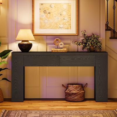 BLUEBELL "63"" Wood Console Table With Drawers, Rustic Brown Sofa Console Table"