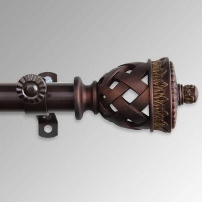 Rod Desyne "Carina Single Decorative Curtain Rod Set, 18"" to 28"", Cocoa"