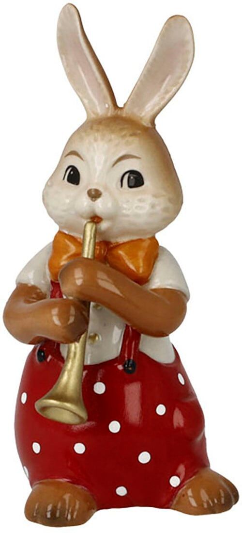 Osterhase GOEBEL "Figur Hase - Süßer Flötenspieler", bunt, B:4cm H:8cm T:4cm, Steingut, Dekofiguren, Osterhase, Osterfigur, Dekofigur, Ostern, Osterdekoration