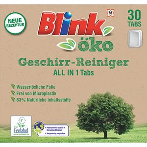Blink Spülmaschinentabs All in 1 Öko, biologisch abbaubar, mikroplastikfrei, 30 Tabs