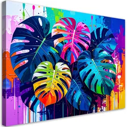 LEINWANDBILD Bunte Blätter Monstera 100x70cm