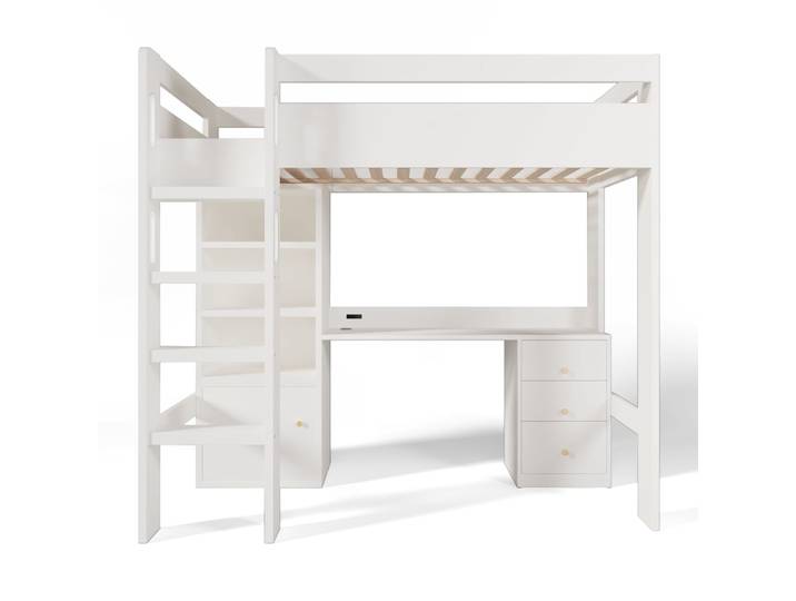 Lit superposé enfant en pin blanc 90x200cm