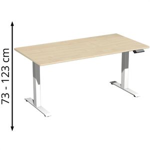 Geramöbel Schreibtisch Elevate Basic, ahorn / weiß, elektrisch höhenverstellbar, 160 x 73-123 x 80 cm