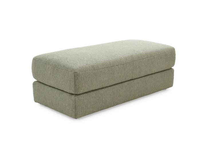 Polsterhocker 124x60 cm Federkern Sitzbank Designerhocker in Flachgewebe Hellgrün / 15253