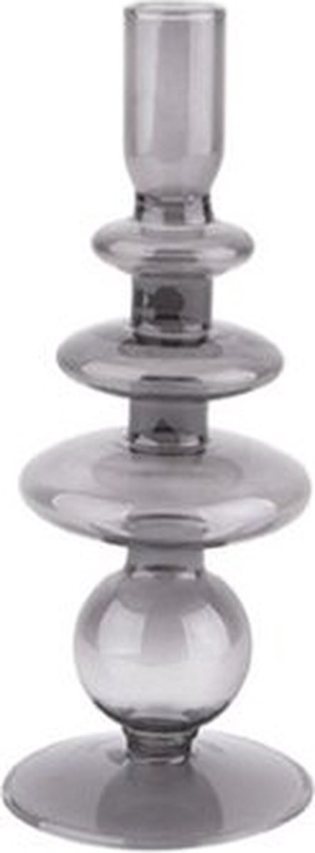 Present Time Candle Holder Glass Art Rings Large Black 2 stuks
