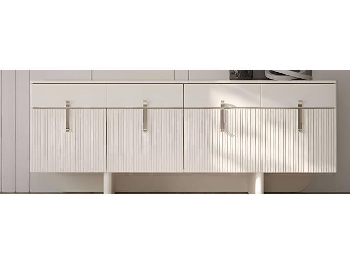 JVmoebel Sideboard Beiges Sideboard aus Holz mit strukturierten Türen, Made in Europa