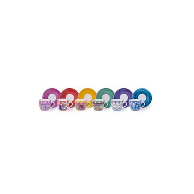 Excelsa Set mit 6 Espressotassen mit Untertassen Shops Porzellan 7 cl Bunt
