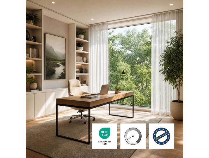 GOODproduct ELVIRA, nach Wunschmass, transparent, Made in Europe Kräuselband 1 Stk. tlg. Massanfertigung, made in europe, Wohnzimmer, Schlafzimmer, uni