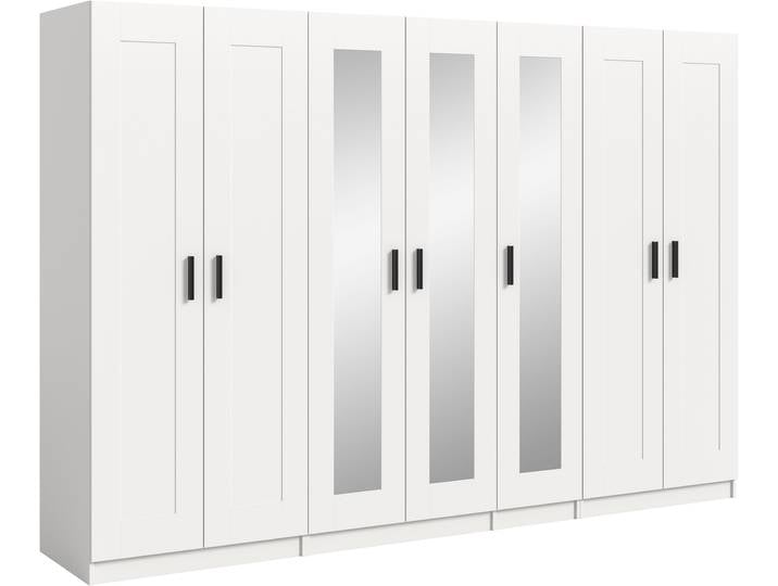 Kleiderschrank HOME AFFAIRE Farmsen, Schlafzimmerschrank, Garderobe, Schrank , weiß, B:280cm H:195cm T:56cm, FSC-zertifizierter Holzwerkstoff, Schränke, Kleiderschrank, Set best. aus: 3 Kleiderschränken, individuell platzierbar